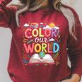 Color Our World Book Reading Program 2026 Summer Reading Raglan Sleeve Sweatshirt Heather Dust