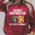 Cool Book Reader For Men Women Book Lover Bookworm Cat Book Raglan Sleeve Sweatshirt Heather Dust