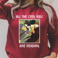 All The Cool Kids Are Reading Book Lovers Book Nerds Raglan Sleeve Sweatshirt Heather Dust