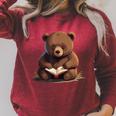 Cute Bear Is Reading a Book Reading Bear Raglan Sleeve Sweatshirt Heather Dust