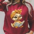 Cute Duckling Reading Book With Raglan Sleeve Sweatshirt Heather Dust Cute Duckling Reading Book With Raglan Sleeve Sweatshirt Heather Dust