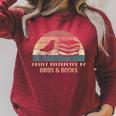 Easily Distracted By Birds & Books Retro Birding Bird Raglan Sleeve Sweatshirt Heather Dust