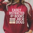 Easily Distracted By Books And Dogs Reading Dog Lovers Raglan Sleeve Sweatshirt Heather Dust