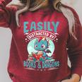 Easily Distracted By Books And Dragons Nerds Raglan Sleeve Sweatshirt Heather Dust