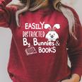 Easily Distracted By Bunnies And Books Raglan Sleeve Sweatshirt Heather Dust