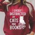 Easily Distracted By Cats And Books Cat Lover Raglan Sleeve Sweatshirt Heather Dust Easily Distracted By Cats And Books Cat Lover Raglan Sleeve Sweatshirt Heather Dust