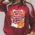 I Fall For Pumpkins Bonfires S'Mores Books Halloween Reader Raglan Sleeve Sweatshirt Heather Dust