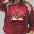 Floral Book A New Chapter Begins Retired 2026 Retirement Raglan Sleeve Sweatshirt Heather Dust