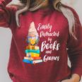 Garden Gnome Easily Distracted By Books Gnomes Raglan Sleeve Sweatshirt Heather Dust