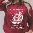 Good Book Is Out Of This World Astronaut Moon Space Bookworm Raglan Sleeve Sweatshirt Heather Dust