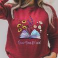 Grow Your Mind Wildflower Book Floral Motivation Raglan Sleeve Sweatshirt Heather Dust