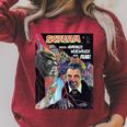 Halloween Horror Vintage Werewolf Vampire Comic Book Retro Raglan Sleeve Sweatshirt Heather Dust