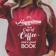 Happiness Is Coffee And A Good Book Lover Birthday Raglan Sleeve Sweatshirt Heather Dust