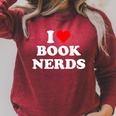 I Heart Book Nerds Book Readers Cute Raglan Sleeve Sweatshirt Heather Dust