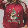 My Holidays Are Booked Christmas Book Lover Librarian Xmas Raglan Sleeve Sweatshirt Heather Dust