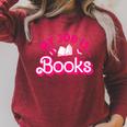 My Job Is Books Pink Retro Book Lovers Women Librarian Raglan Sleeve Sweatshirt Heather Dust