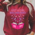 Just A Girl Who Loves Books Butterflies Reading Raglan Sleeve Sweatshirt Heather Dust