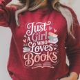 Just a Girl Who Loves Books Cute Bookish Reading Lover Raglan Sleeve Sweatshirt Heather Dust