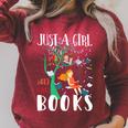 Just A Girl Who Loves Books Lover Librarian Reading Bookworm Premium Raglan Sleeve Sweatshirt Heather Dust
