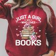 Just A Girl Who Loves Books Shirt Books Lover Girls Bookworm Raglan Sleeve Sweatshirt Heather Dust