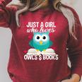 Just A Girl Who Loves Owls And Books Cute Bookworm Raglan Sleeve Sweatshirt Heather Dust