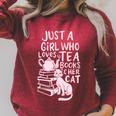 Just A Girl Who Loves Tea Books & Her Cat Cute Tea Drinker Raglan Sleeve Sweatshirt Heather Dust