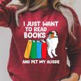 I Just Want To Read Books And Pet My Aussie Raglan Sleeve Sweatshirt Heather Dust