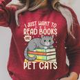 I Just Want To Read Books And Pet Cats Cat Reading Raglan Sleeve Sweatshirt Heather Dust