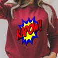 KAPOW Action Super Hero Retro Comic Book Bubble Superhero Raglan Sleeve Sweatshirt Heather Dust