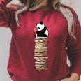 Kawaii Reading Books And Tea Panda Raglan Sleeve Sweatshirt Heather Dust