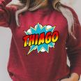 Kids Boys Thiago Comic Book Superhero Name Raglan Sleeve Sweatshirt Heather Dust