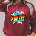 Kids Boys Xander Name Comic Book Superhero Raglan Sleeve Sweatshirt Heather Dust