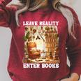 Leave Reality Enter Books Bookworm Reading Book Raglan Sleeve Sweatshirt Heather Dust
