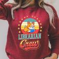 Librarian Crew Cute Library Dog Book Reading Men Women Raglan Sleeve Sweatshirt Heather Dust