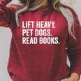 Lift Heavy Pet Dogs Read Books Gym Workout Weight Lifter Raglan Sleeve Sweatshirt Heather Dust