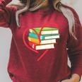 I Love Reading Heart Love Books TShirt Library Bookworm Raglan Sleeve Sweatshirt Heather Dust