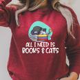 All I Need Is Books & Cats Raglan Sleeve Sweatshirt Heather Dust