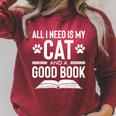 All I Need Is My Cat And a Good Book Cat Lover Raglan Sleeve Sweatshirt Heather Dust
