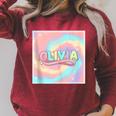 Olivia Comic Book Style Raglan Sleeve Sweatshirt Heather Dust