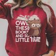 Owl These Books And So Little Time Bookworm & Book Lover Raglan Sleeve Sweatshirt Heather Dust