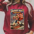 Patriot Boy America 250 July 4th 2026 Comic Book Style Shirt Raglan Sleeve Sweatshirt Heather Dust