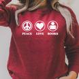 Peace Love Books Raglan Sleeve Sweatshirt Heather Dust Peace Love Books Raglan Sleeve Sweatshirt Heather Dust