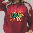 POW Colorful Comic Book Pop Art Fun Superhero Raglan Sleeve Sweatshirt Heather Dust POW Colorful Comic Book Pop Art Fun Superhero Raglan Sleeve Sweatshirt Heather Dust