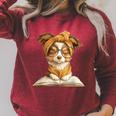 Puppy Open Book Reading Dog Lover Graphic Portrait Round Raglan Sleeve Sweatshirt Heather Dust