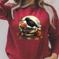Raven Reading Book Occult Crow Raglan Sleeve Sweatshirt Heather Dust