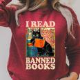 I Read Banned Books Cat Reader Bookworm Raglan Sleeve Sweatshirt Heather Dust