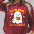 Read More Books With Ghost For Halloween Teacher Costume Raglan Sleeve Sweatshirt Heather Dust