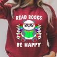 Read Books Be Happy Panda Literacy Reading Teacher Raglan Sleeve Sweatshirt Heather Dust