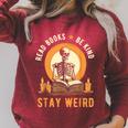 Read Books Be Kind Stay Weird Skeleton Reading Goth Bookish Raglan Sleeve Sweatshirt Heather Dust Read Books Be Kind Stay Weird Skeleton Reading Goth Bookish Raglan Sleeve Sweatshirt Heather Dust