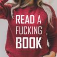 Read A Fucking Book T-Shirt Raglan Sleeve Sweatshirt Heather Dust